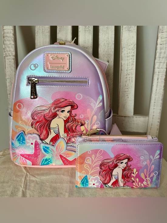 Loungefly Handbags - Loungefly x Disney Little Mermaid Ariel Soft Floral Mini Backpack & Flap Wallet